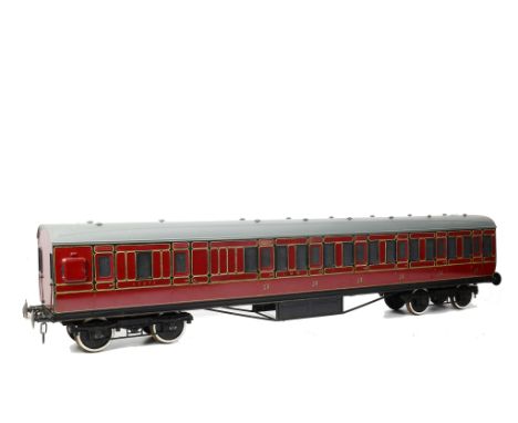 A 5” Gauge Fibreglass-bodied LMS Non-corridor Coach by Aristocraft, overall length 61”, in LMS maroon as Brake/3rd no 10071, 