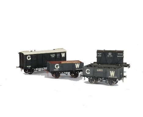 Kitbuilt Finescale 0 Gauge GWR Freight Stock, 12-Ton Loco Coal, 10-Ton Open, Container Wagon and 10-Ton Tool Van ‘Plymouth’, 