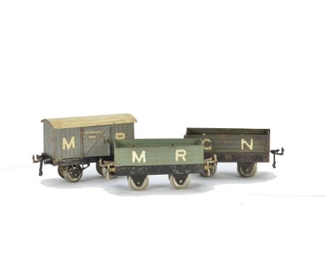 Early Hornby 0 Gauge Wagons, original ‘nut and bolt’ type wagons, including uncommon MR ‘tagged letters’ OAG luggage van, MR 