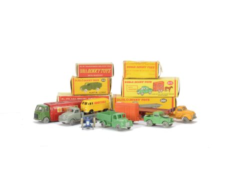 Hornby-Dublo Dinky Toys 00 Gauge Vehicles, 064 Austin Lorry, 066 Bedford Truck, 069 Massey Harris Tractor, 070 Shell BP Tanke