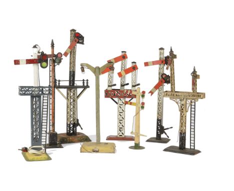 A Fine Assortment of 0 Gauge and Larger Signals by Various Makers, including examples by Plank, Bing, Bub and others includin