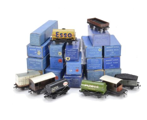 Hornby-Dublo 00 Gauge Freight Stock, mostly pre-nationalization examples including SR brake van (unboxed), SR and LMS meat va