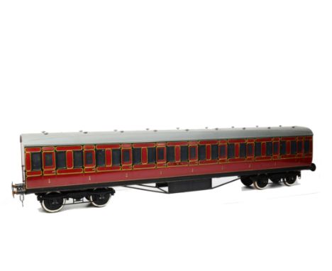 A 5” Gauge Fibreglass-bodied LMS Non-corridor Coach by Aristocraft, overall length 61”, in LMS maroon as all-1st no 10721, fi
