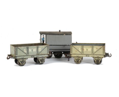 Carette for Bassett-Lowke and Other 0 Gauge Freight Stock, comprising two ‘Cheapie’ LNWR open wagons (1912), and a wooden 6-w
