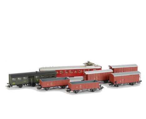 HAG and CPMR H0 Gauge Coaches and Rolling Stock, unboxed HAG red SBB CFF Restaurant Car with Pantograph and lights, 4-wheel S