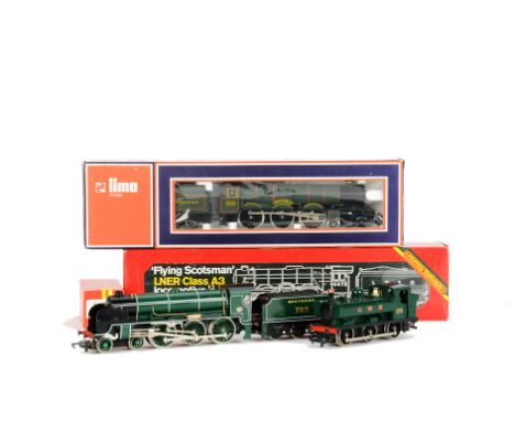 Early Hornby 00 Gauge Locomotives and truck and Lima Locomotive, Hornby (Margate) R154 SR green Class N14 ‘Sir Dinadan’, R855