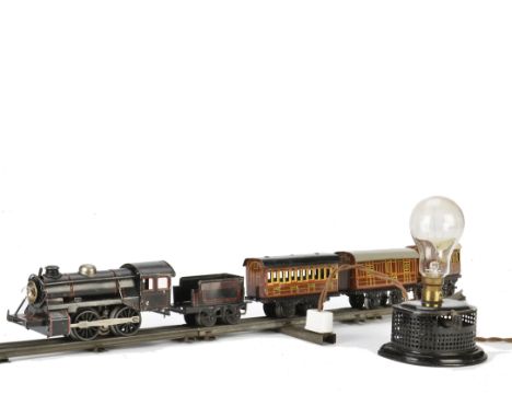 An Uncommon Bub 0 Gauge High-Voltage AC Electric Locomotive Tender and Coaching Stock, for mains operation, the loco and tend