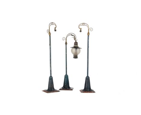 Three Bing Street Lamps, one with globe, G-VG (3)