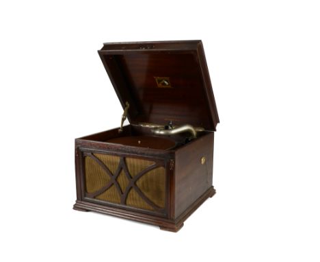 Table grand gramophone: an HMV Model 130, in (refinished) mahogany case, with 5a soundbox (no winder, no grille cloth but bac