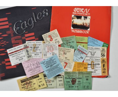 Concert Tickets, twelve including Pink Floyd 1977, Rolling Stones 1976, Wings 1976, The Groundhogs 1971 and others, sold with