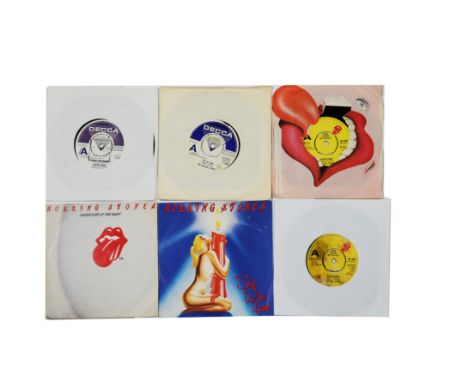 Rolling Stones, six UK Demo / Promo 7" singles: Honky Tonk Woman (F 13635), Out Of Time (F 13597), She Was Hot (RSRDJ 114), U