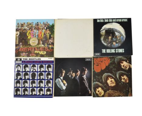 The Beatles The Rolling Stones, ten albums including The Beatles, Sgt. Peppers, Rolling Stones (self titled), Some Girls and 