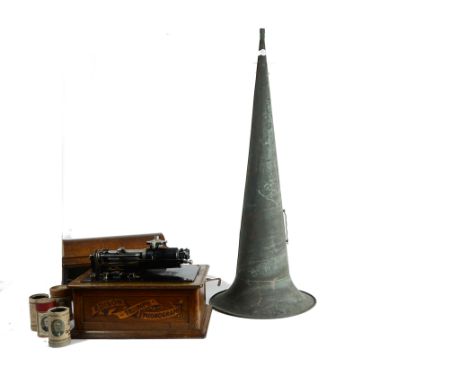 Phonograph: an Edison Triumph phonograph, Model A No. 44301, now with Combination pulley and Diamond B reprooducer, 42-inch b