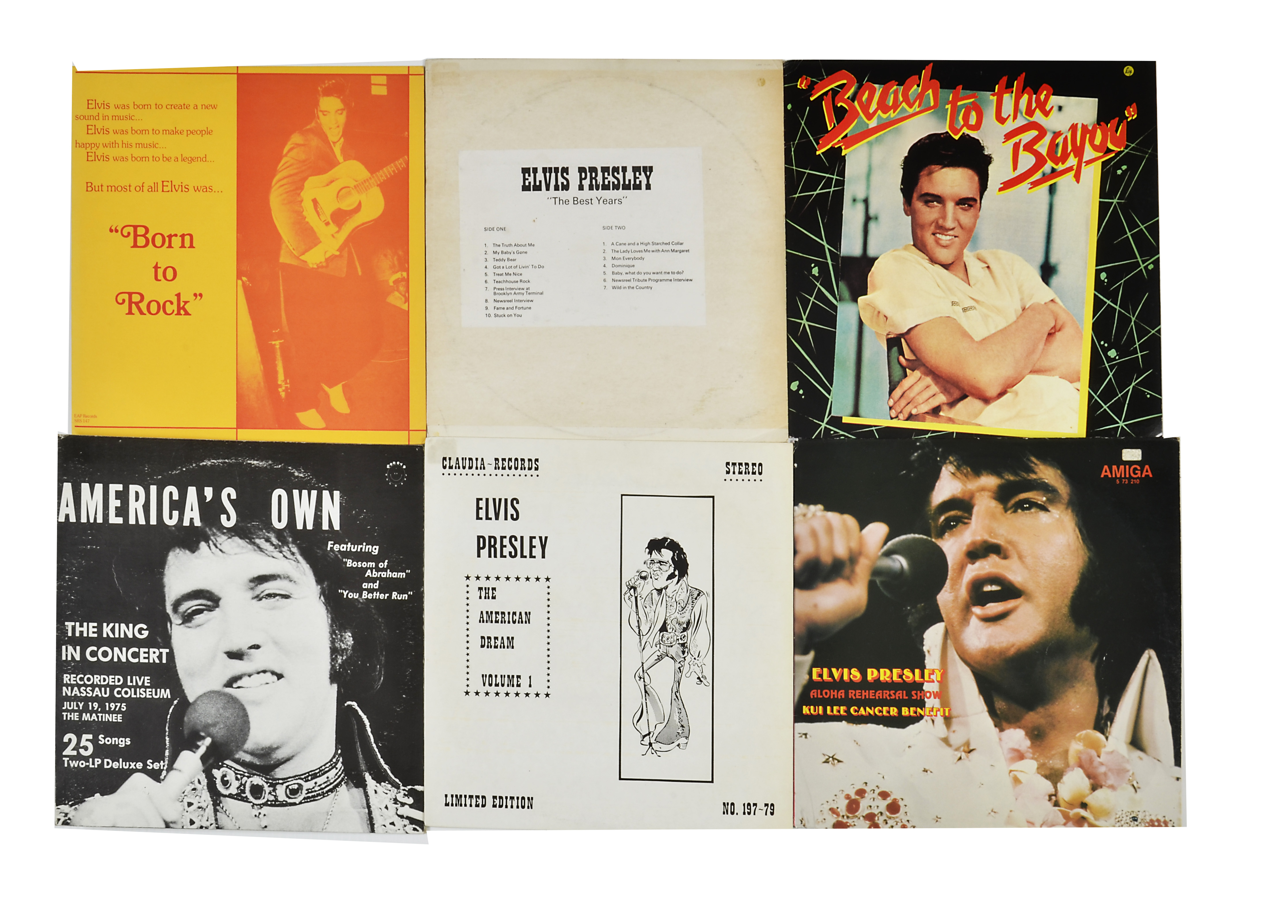 Elvis Presley, ten bootleg LP albums including Born To Rock, The Best