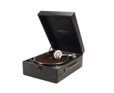 Portable gramophone: a Columbia Model 204E black portable, with 15a soundbox, 1947 