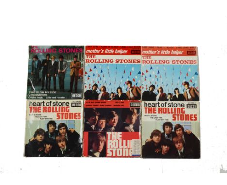 Rolling Stones, seven French EPs on Decca: Mothers Little Helper (457.122M - 2 copies), Time Is on My Side (457.050M), It's A