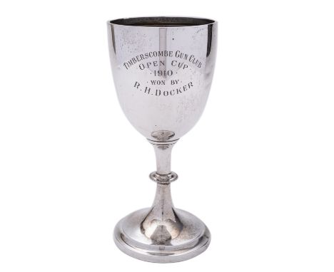 A George V silver two handled trophy cup by Mappin & Webb, Sheffield 1904, engraved 'Torosay Challenge Cup', with holders for