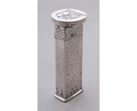 An unusual Edward VII silver seal, sealing wax holder and vesta case by Cornelius Desormeaux Saunders &amp; James Francis Hol