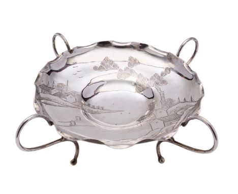 A mid 20th century Chinese Export silver bon bon dish tazza probably by Wing Nam & Co, 1875-1920, with character mark, both m