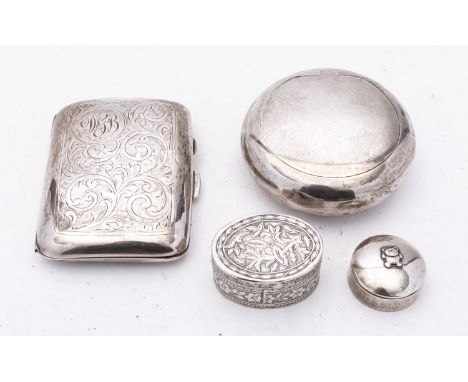 A Victorian silver pop open tobacco box by Colen Hewer Cheshire, Birmingham 1897, of circular form, with flat hinge lid, with