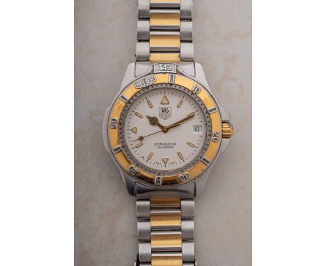 TAG Heuer Professional a gentleman's wristwatch the cream dial with rotating bezel, date aperture, Mercedes hands, sweep seco