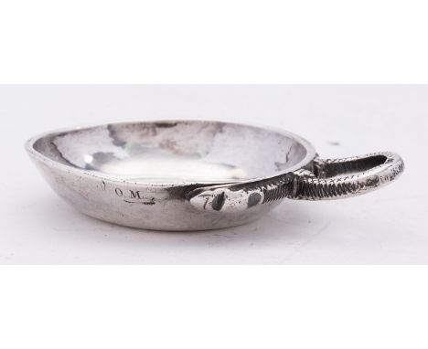 An 18th century French silver tastevin/ wine tasting cup, probably Seurre Dijon ,second half of the 18th century, also marked