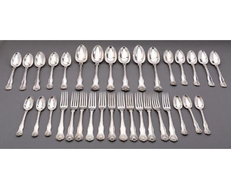 A matched canteen of Victorian flatware King's Husk pattern cutlery, various makers and dates, with Husk heel, comprising; si