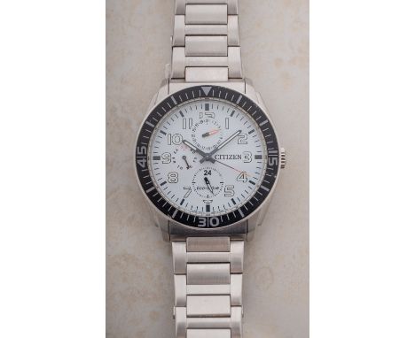 Citizen Eco-Drive a gentleman's stainless-steel wristwatch the multi-function cream dial with Arabic numerals, day, date and 