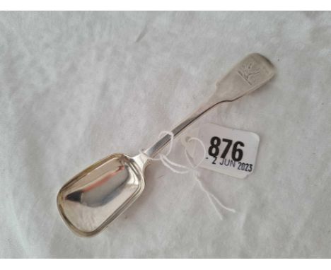 A Georgian long handles caddy spoon with crested end. London 1828 by WF