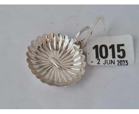 Oval based caddy spoon with fluted bowl, ring handle. Birmingham 1807