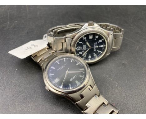 Two gents Lorus wrist watches both with seconds sweep and date aperture, W/O being sports and one other