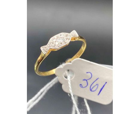 1920s Diamond Bow shaped ring on 18ct and platinum Size S