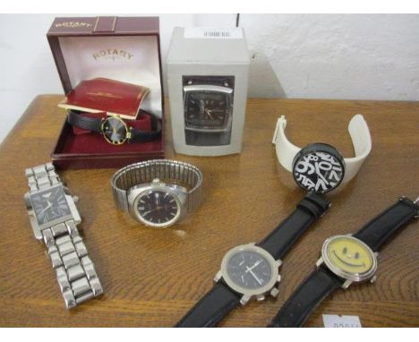 Mixed watches to include an Accurist automatic Shockmaster, boxed ladies Rotary Ford watch, Jacques Lemons and others 