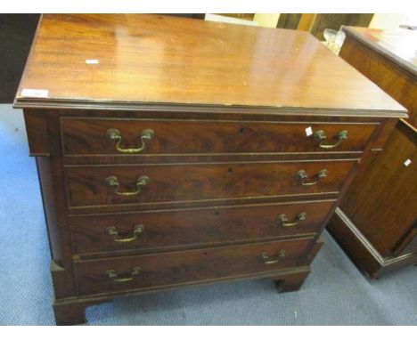 An early 20th century mahogany chest of four graduated drawers on bracket feet, 30" h x 32" w 