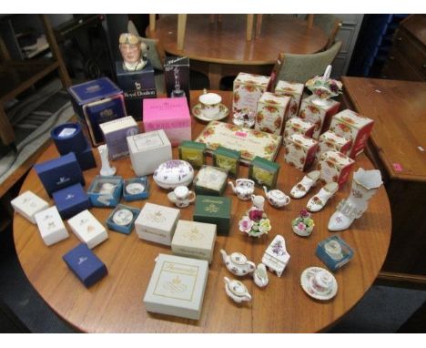 A collection of porcelain and glass ornaments, mainly boxed, to include Royal Albert Old Country Roses, Hammersley, Royal Dou