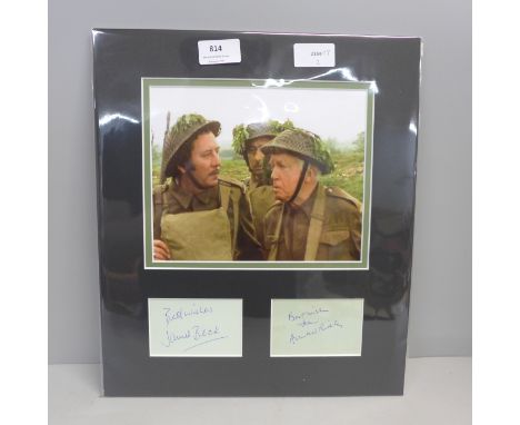 Dad's Army autographs; James Beck (Walker) and Arnold Ridley (Pte. Godfrey) in mounted display 