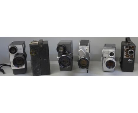 Six cine cameras; Midas, Bolex, Crown 8, Siemens and Crown 101 