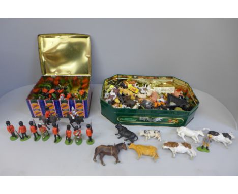A collection of Army and animal figures, mainly Britains 