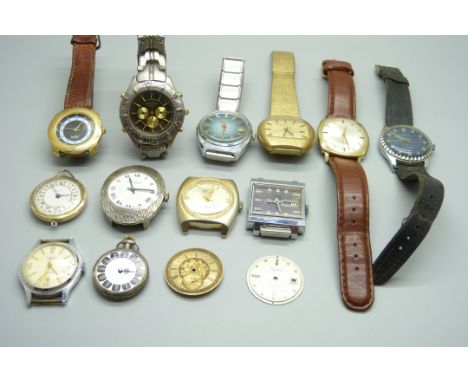 A collection of watches, mainly manual wristwatches 