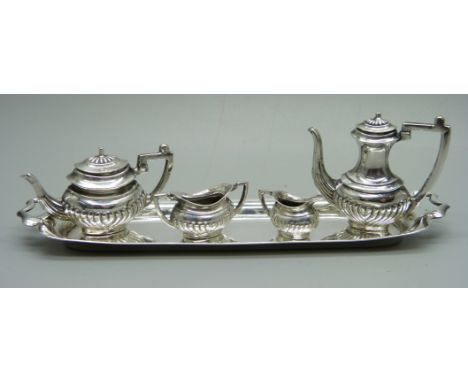 A miniature silver tea service, Birmingham 1970, 68g 