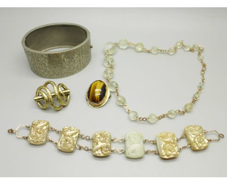 A Victorian bangle and assorted jewellery 