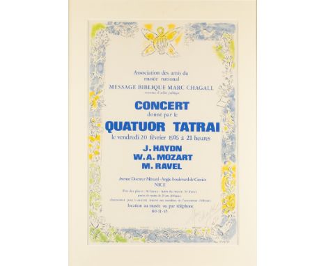Chagall, Marc (Witebsk 1887 - 1985 Saint Paul de Vence),"Concert donné par le Quatuor Tatrai", Plakat/Lithografie auf Papier,
