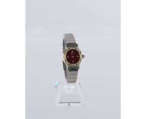 Cartier, Santos Octagon, Damenarmbanduhr, Schweiz, 1984, Automatik, Gehäuse und Armband in Stahl sowie 18kt Gelbgold, massivg