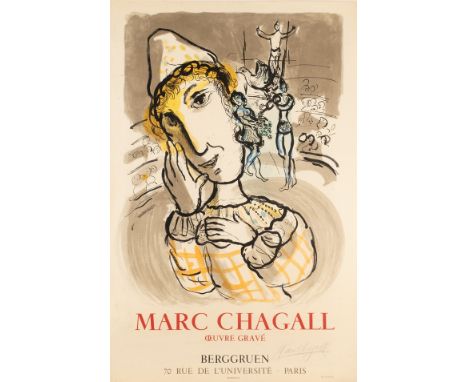 Chagall, Marc (Witebsk 1887 - 1985 Saint Paul de Vence),"Le cirque au Clown jaune Marc Chagall Œuvre Gravée Berggruen", Plaka