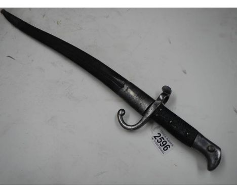 A Gebr Weyersberg Solingen Danish bayonet with leather scabbard.&nbsp; COLLECT ONLY.