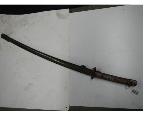 An early Japanese Samurai sword with metal hilt, No.131043. COLLECT ONLY.Serial number 131043 on blade & scabbard.No visible 