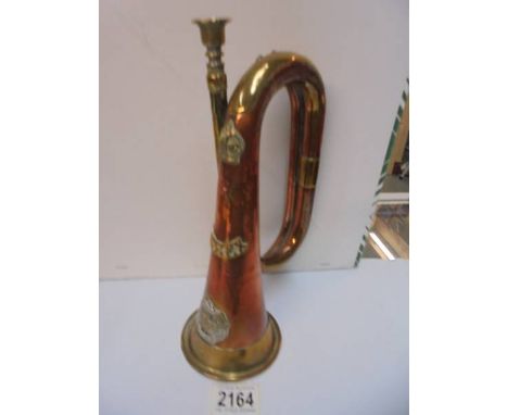 An Essex Regiment brass and copper bugle.