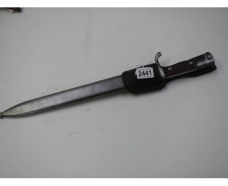 A WW1 1918 Waffen Fabrik Mauser A G Obendor butcher knife bayonet in original scabbard.