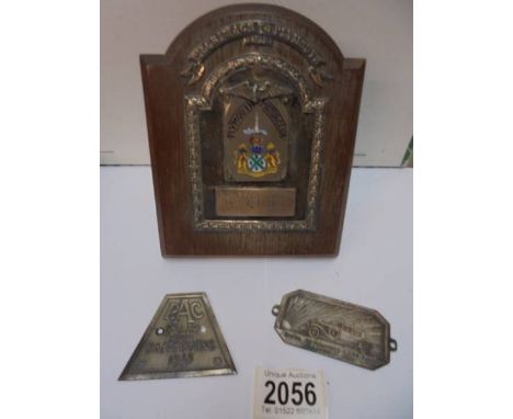 Two 1930's Royal Automobile Club - RAC rally Hastings 1933 &amp; Eastbourne 1935 and a Plymouth Motor Club 1933 Rally plaques