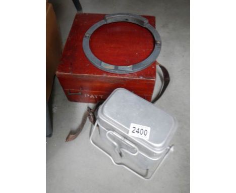 An empty compass box (aircraft), a mounting ring and a mess tin (probably aviation).